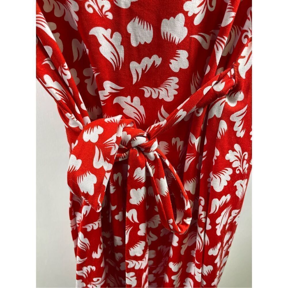 Diane Von Furstenberg Red and White Silk Blend Wrap Dress Size 6 - Picture 3 of 8